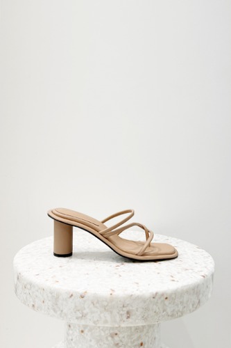 Maya Sandals Leather Beige 7cmblanc sur blanc blanc sur blanc 블랑수블랑 디자이너 슈즈