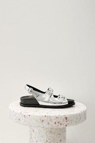 Oscar Sandals Leather Silverblanc sur blanc blanc sur blanc 블랑수블랑 디자이너 슈즈