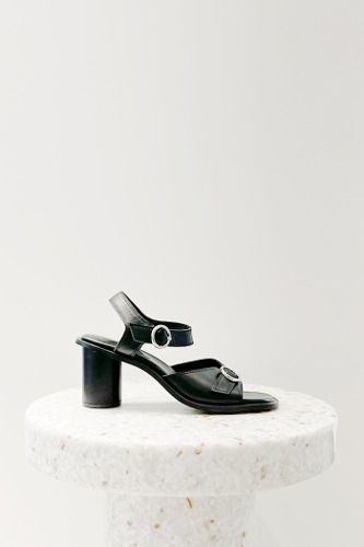 Lian Sandals Leather Black 7cmblanc sur blanc blanc sur blanc 블랑수블랑 디자이너 슈즈