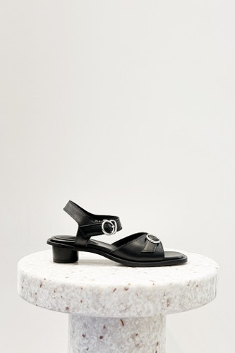 Lian Sandals Leather Black 3cmblanc sur blanc blanc sur blanc 블랑수블랑 디자이너 슈즈