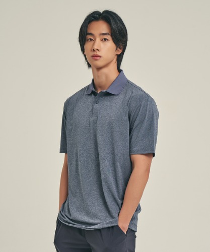Mild Cooling Short Sleeve Collared T-Shirt [Heathered Gray]