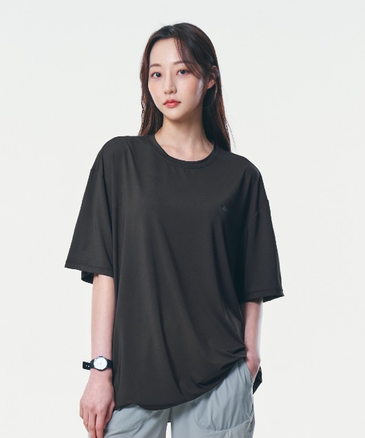 밸롭 쿨 드라이 시그니처 루즈핏 티셔츠 블랙(남녀공용)