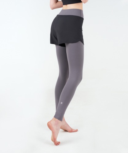 Signature Yoga Shorts-Layered Leggings [Gray]