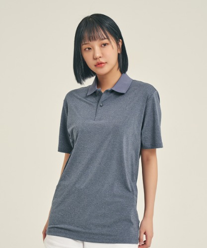 Mild Cooling Short Sleeve Collared T-Shirt [Heathered Gray]