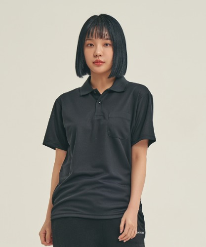 Air Fresh Pocket Detail Collared T-Shirt [Black]