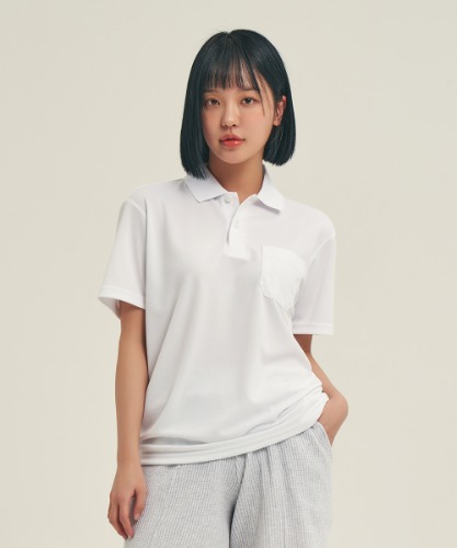 Air Fresh Pocket Detail Collared T-Shirt [White]