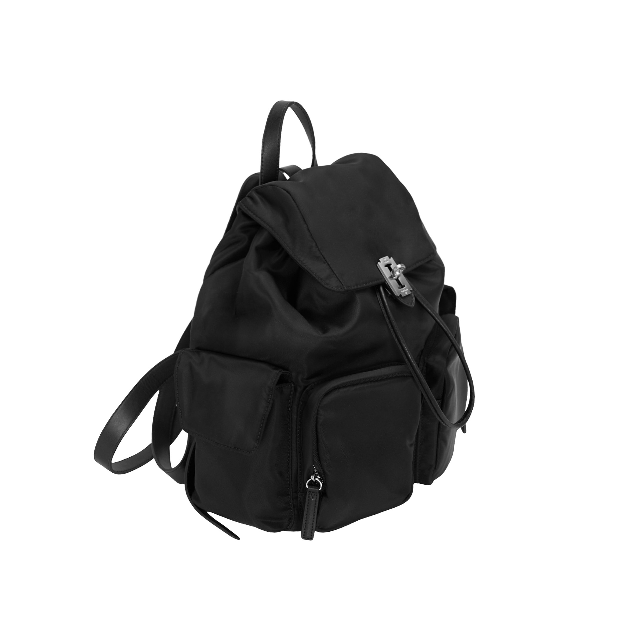 Hey Double Pocket Backpack M (헤이 더블 포켓 백팩 미듐) Black
