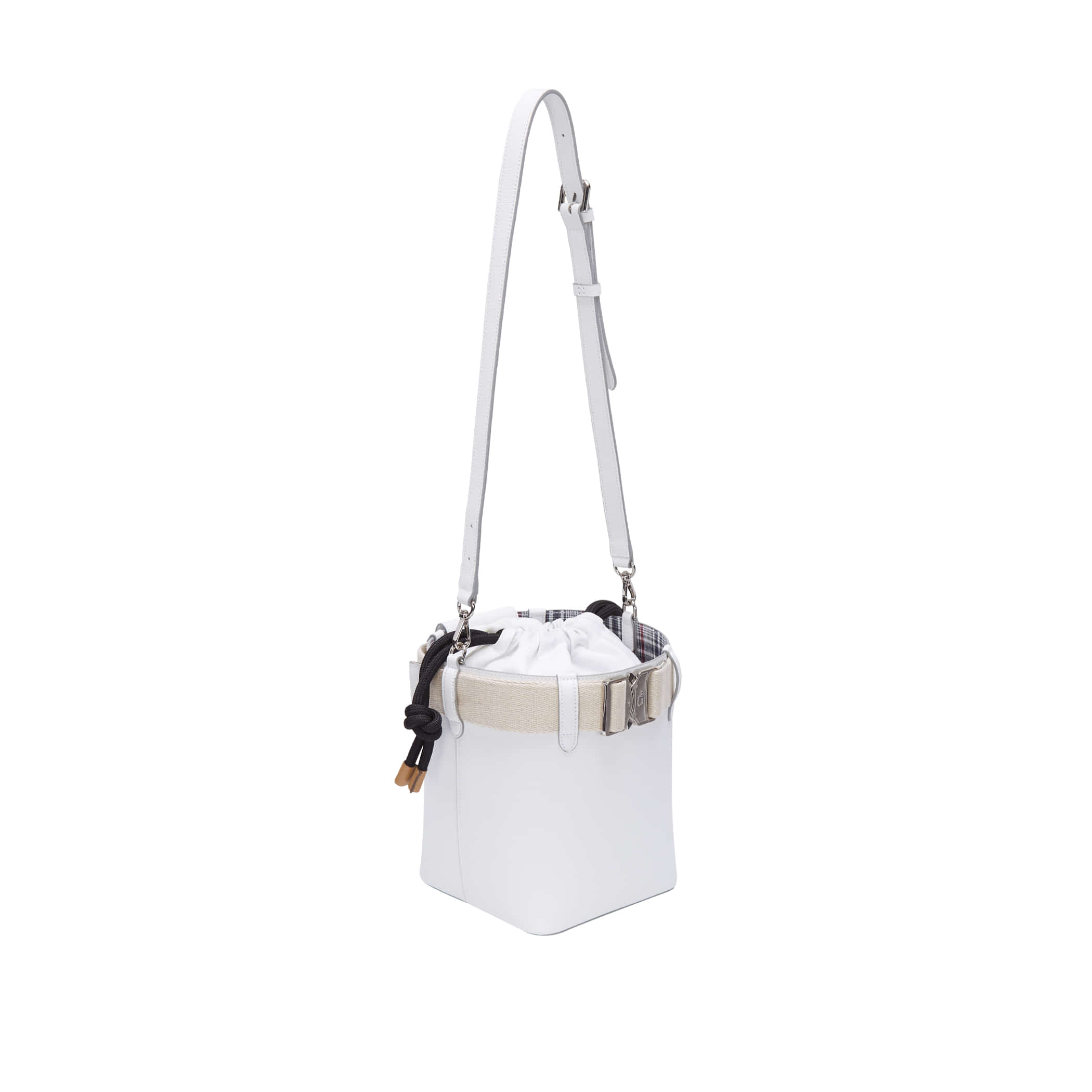 Clu_LETCHU BUCKLE-UP BUCKET BAG IN WHITE