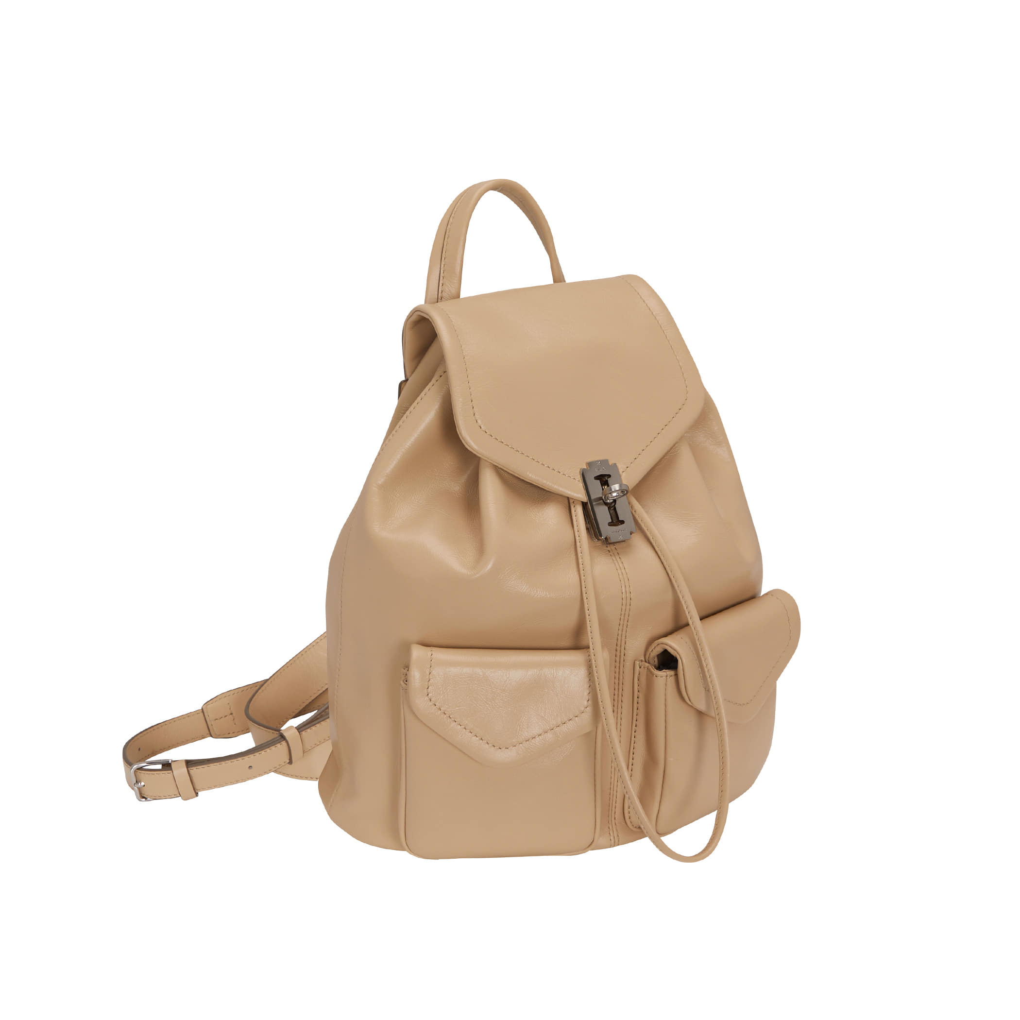 Occam Doux double pocket Backpack M (오캄 두 더블 포켓 백팩 미듐) Peanut Beige