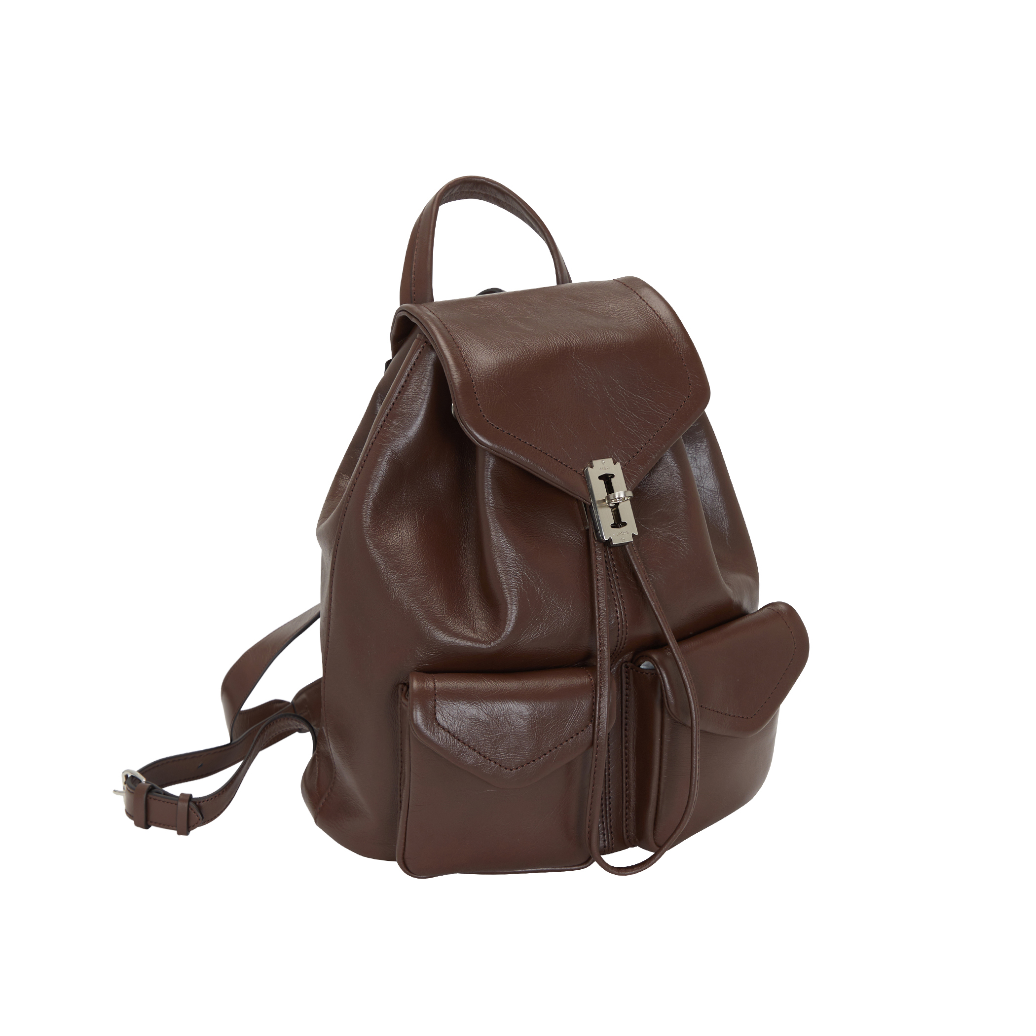Occam Doux double pocket Backpack M (오캄 두 더블 포켓 백팩 미듐) Choco Brown