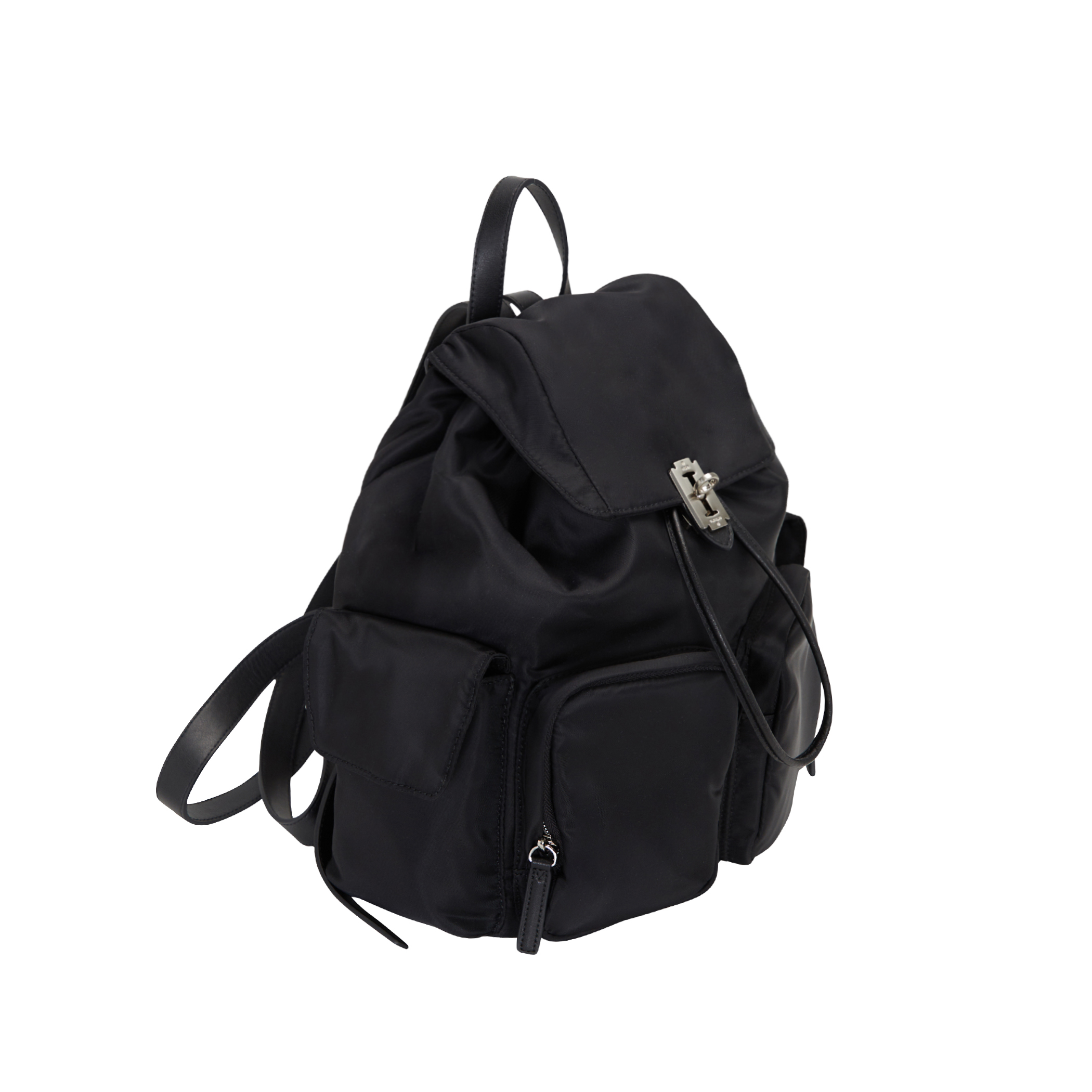 Hey Double Pocket Backpack M (헤이 더블 포켓 백팩 미듐) Black