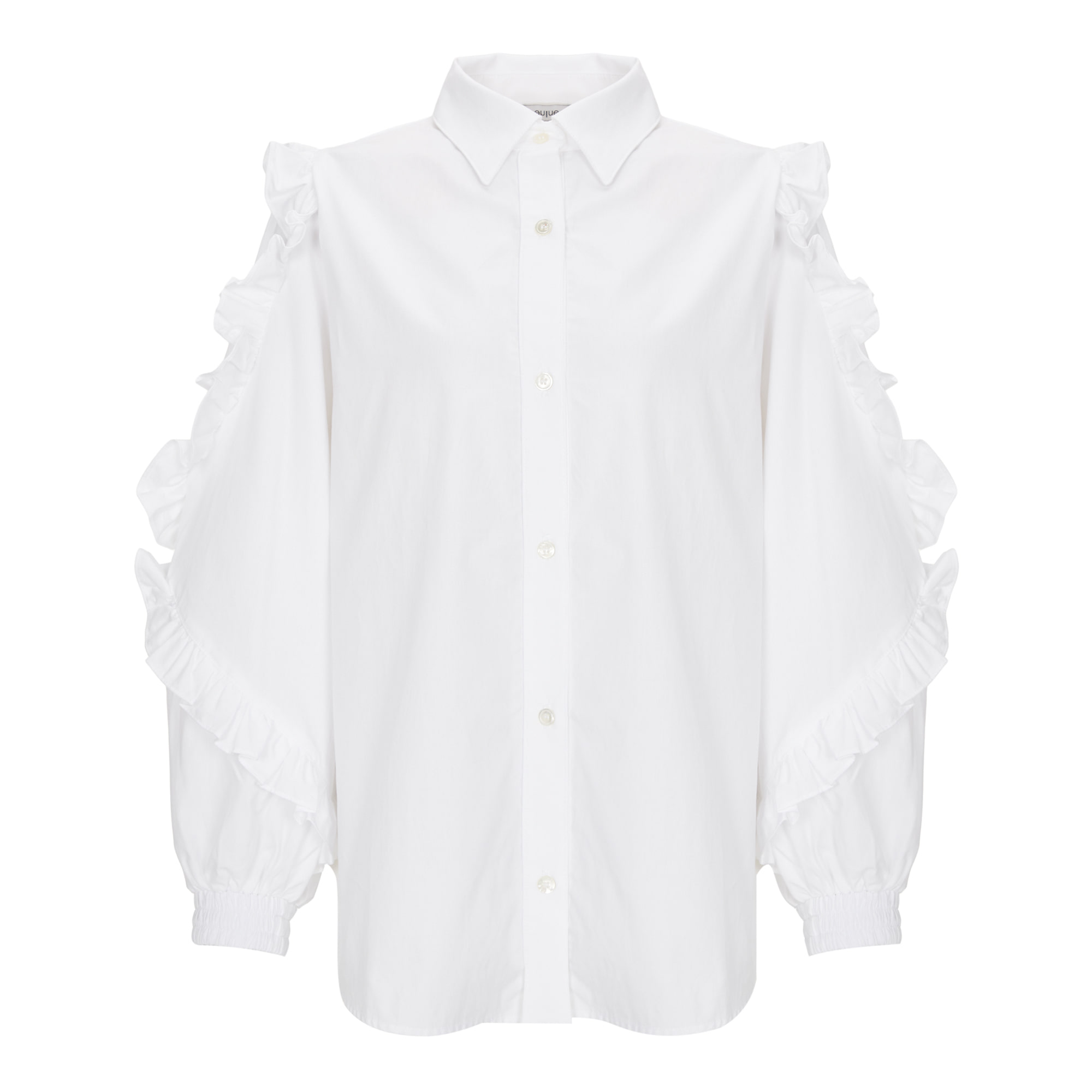 [아울렛] Long Frill Shirt (롱 프릴 셔츠) White