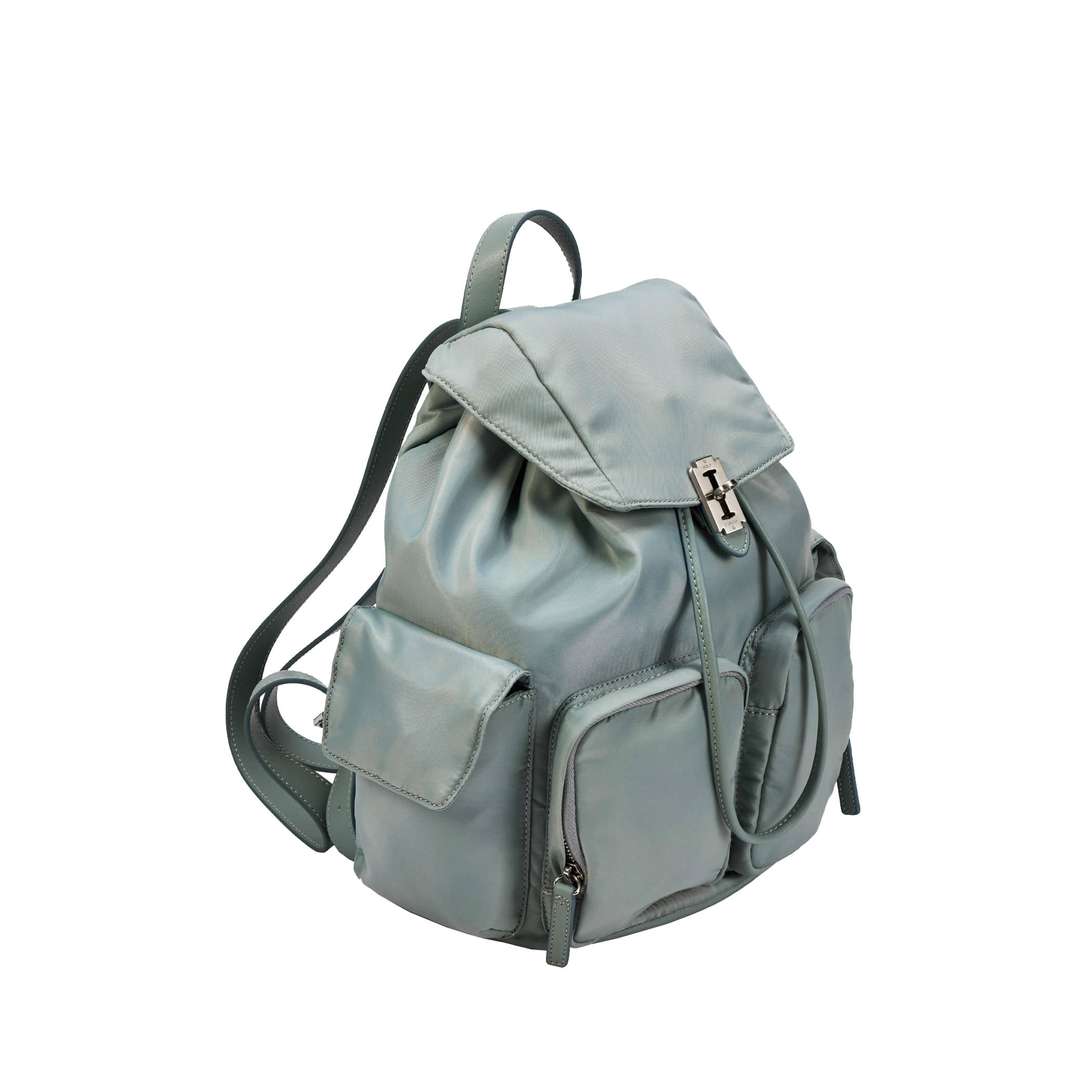 Hey Double Pocket Backpack M (헤이 더블 포켓 백팩 미듐) Leaf Grey