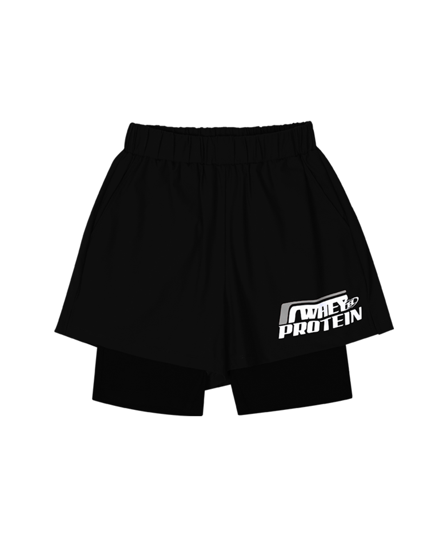 WHEY PROTEIN 2IN1 HALF PANTS [BLACK]