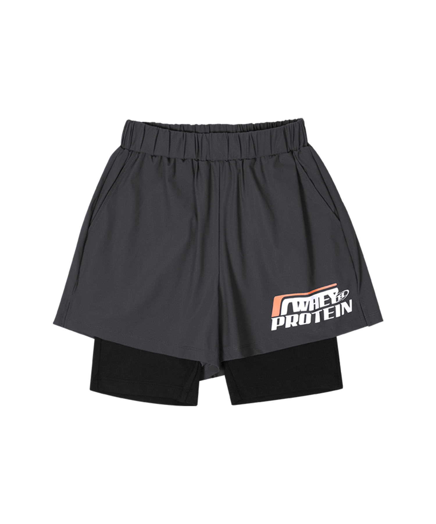WHEY PROTEIN 2IN1 HALF PANTS [CHARCOAL]