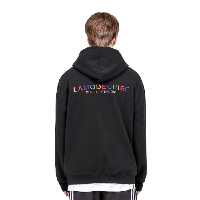 LamodeChiefRAINBOW LOGO hoodie (BLACK)