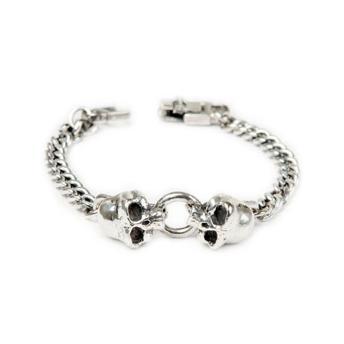 NO.B108 AGTwo Skul Basic Chain Bracelet[925 Sterling Silver]