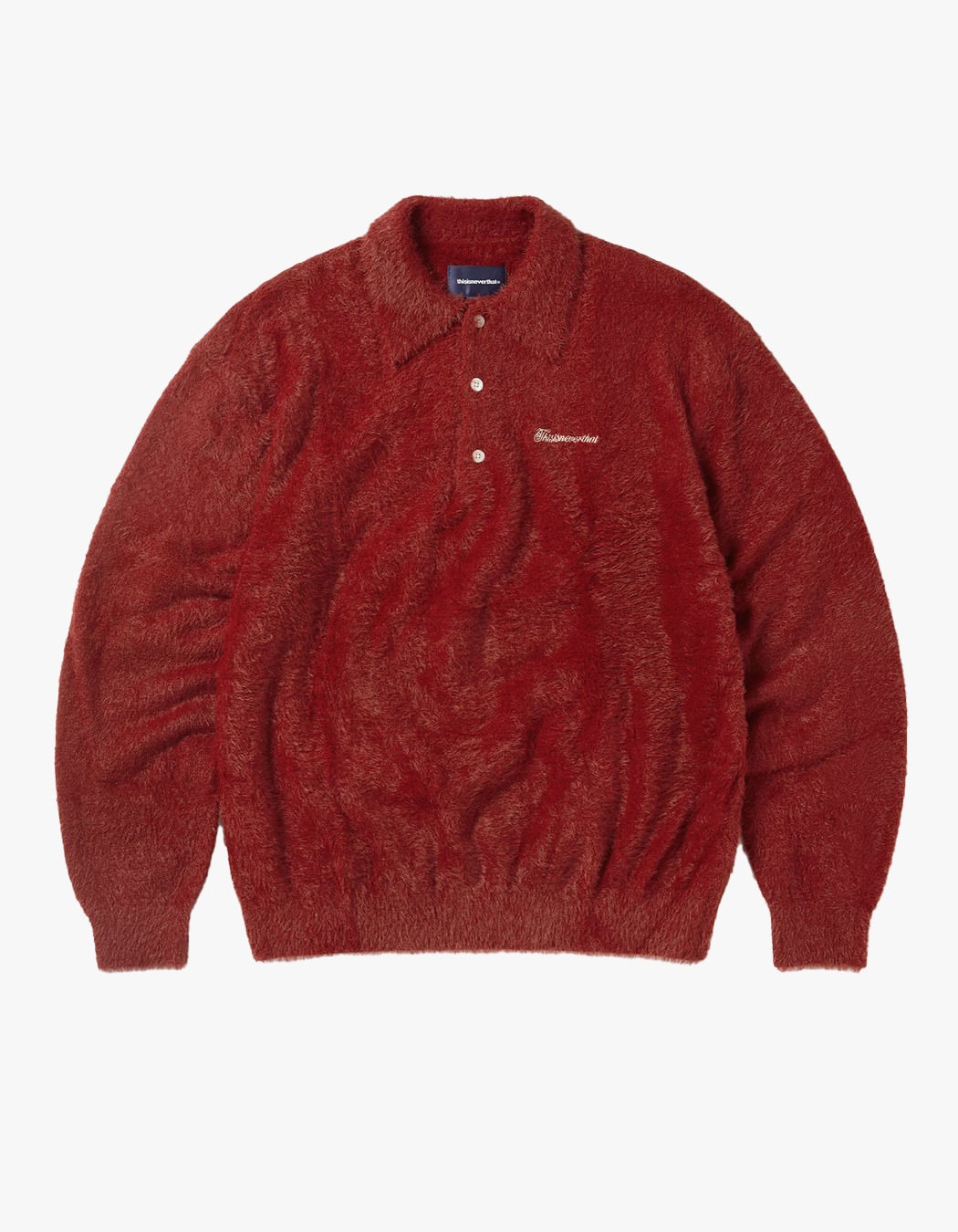 thisisneverthat SCT-Logo Shaggy Knit Polo - Red | International Store