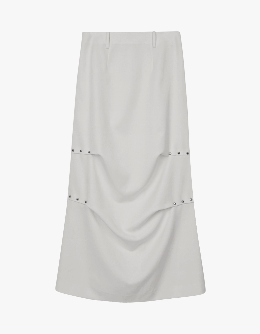 ★ Margarin Fingers★ RIVET LONG SKIRT (LIGHT GREY) MARGARIN FINGERS Rivet Long Skirt - Light Grey | 하이츠스토어