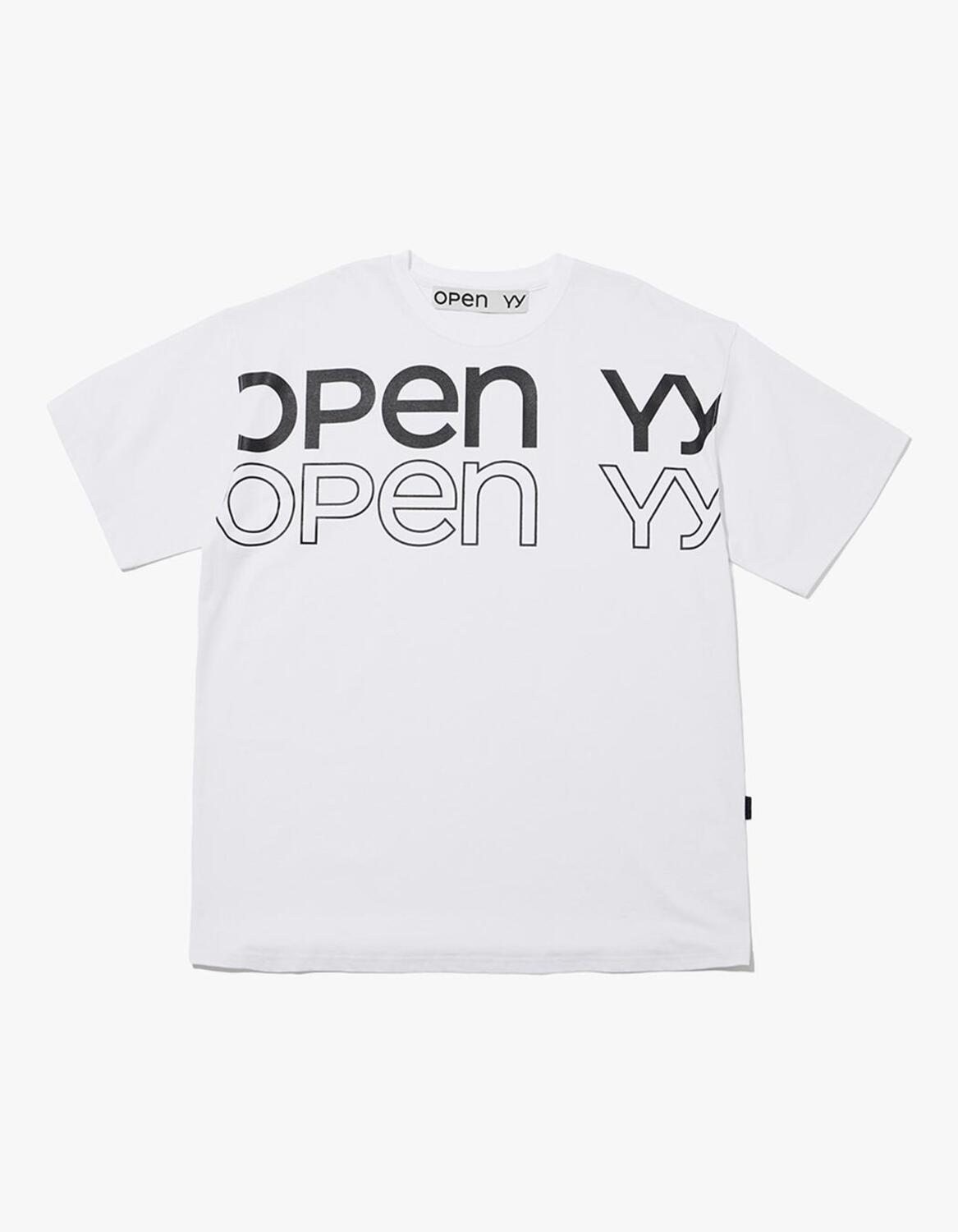 トップス OPEN YY TEE, WHITE OPEN YY White Printed T-Shirt OPEN YY
