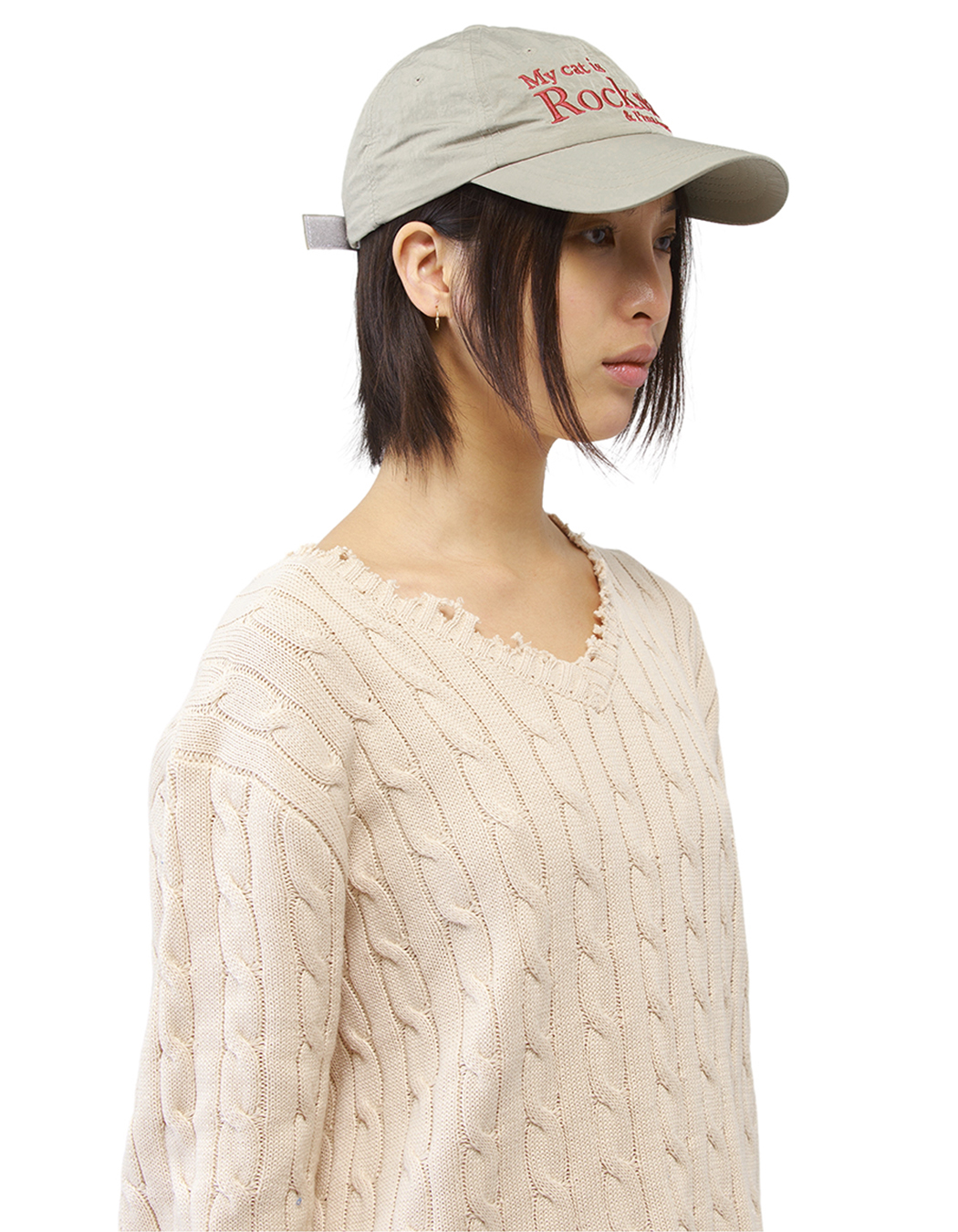 JOEGUSH Rockstar cat Nylon cap - Beige | International Store