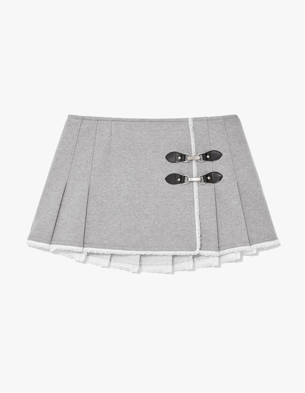スカート GLOWNY CIAO BUCKLE MINI SKIRT GRAY GY24FASK007 GLOWNY Ciao Buckle Mini Skirt - Gray | International Store