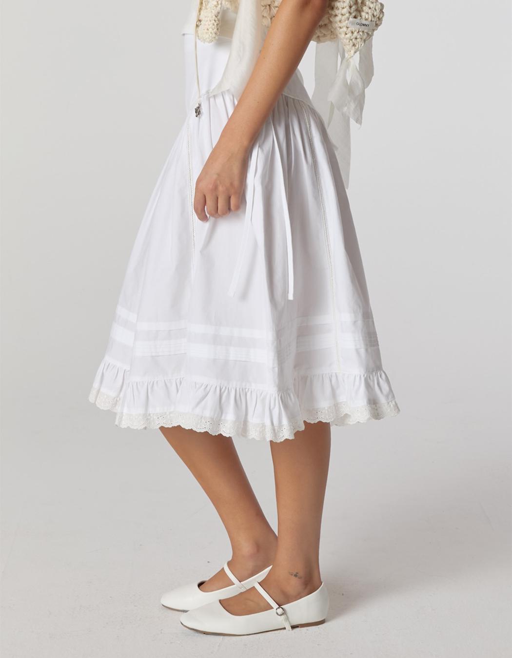スカート GLOWNY AMELIA TIERED RUFFLE SKIRT 4BFM038 GLOWNY Amelia Tiered Ruffle Skirt - White | 하이츠스토어
