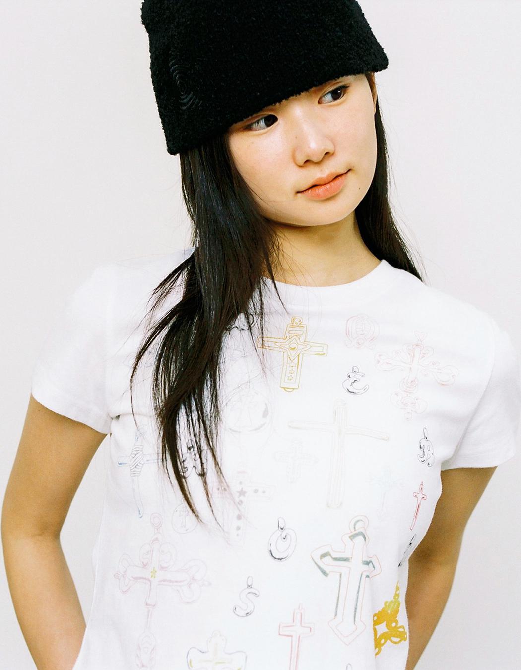 WEBHOUSE Sketch Cross Angel Tee - White | International Store