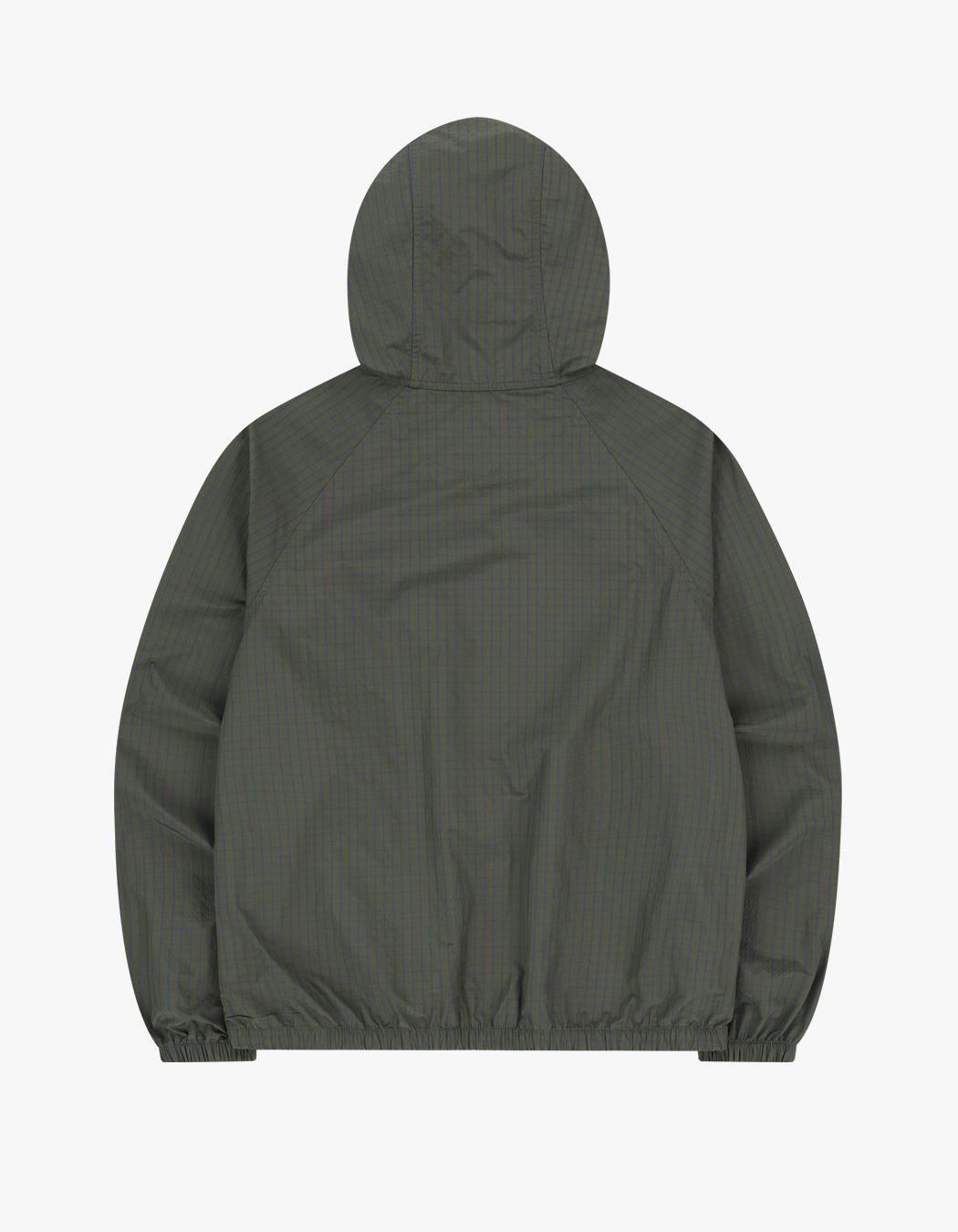 【COYSEIO】 CHECK WINDBREAKER MUD KHAKI Coyseio Check Windbreaker - Mud Khaki | 하이츠스토어