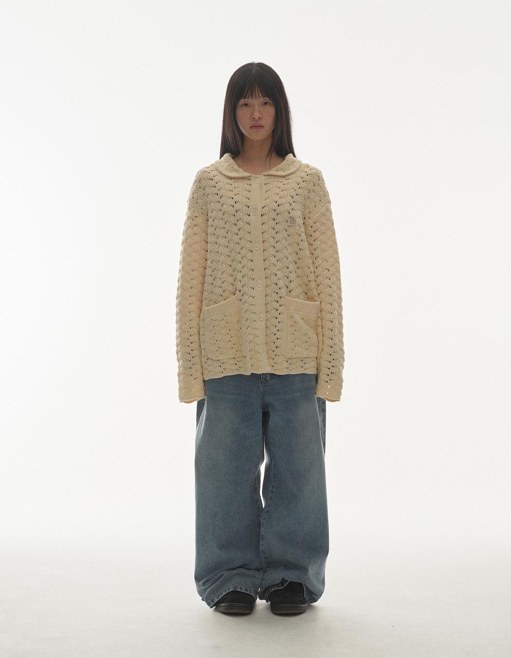 Coyseio Wave Knit Cardigan - Ivory | 하이츠스토어