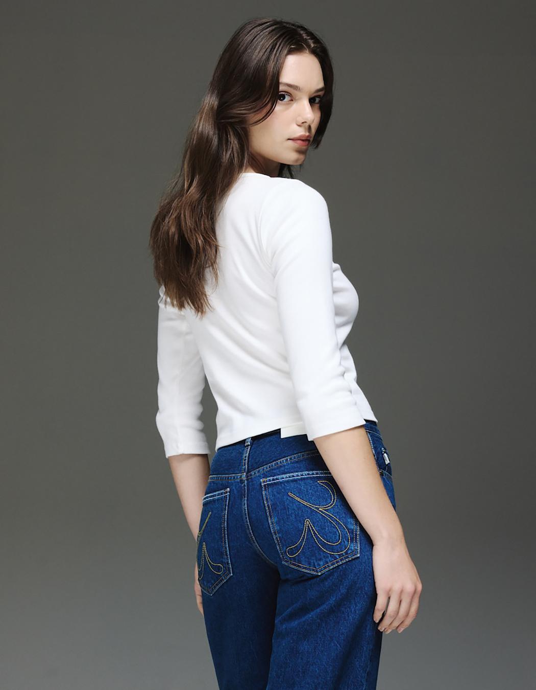 GLOWNY 3/4 G Comfort Tee - White | 하이츠스토어