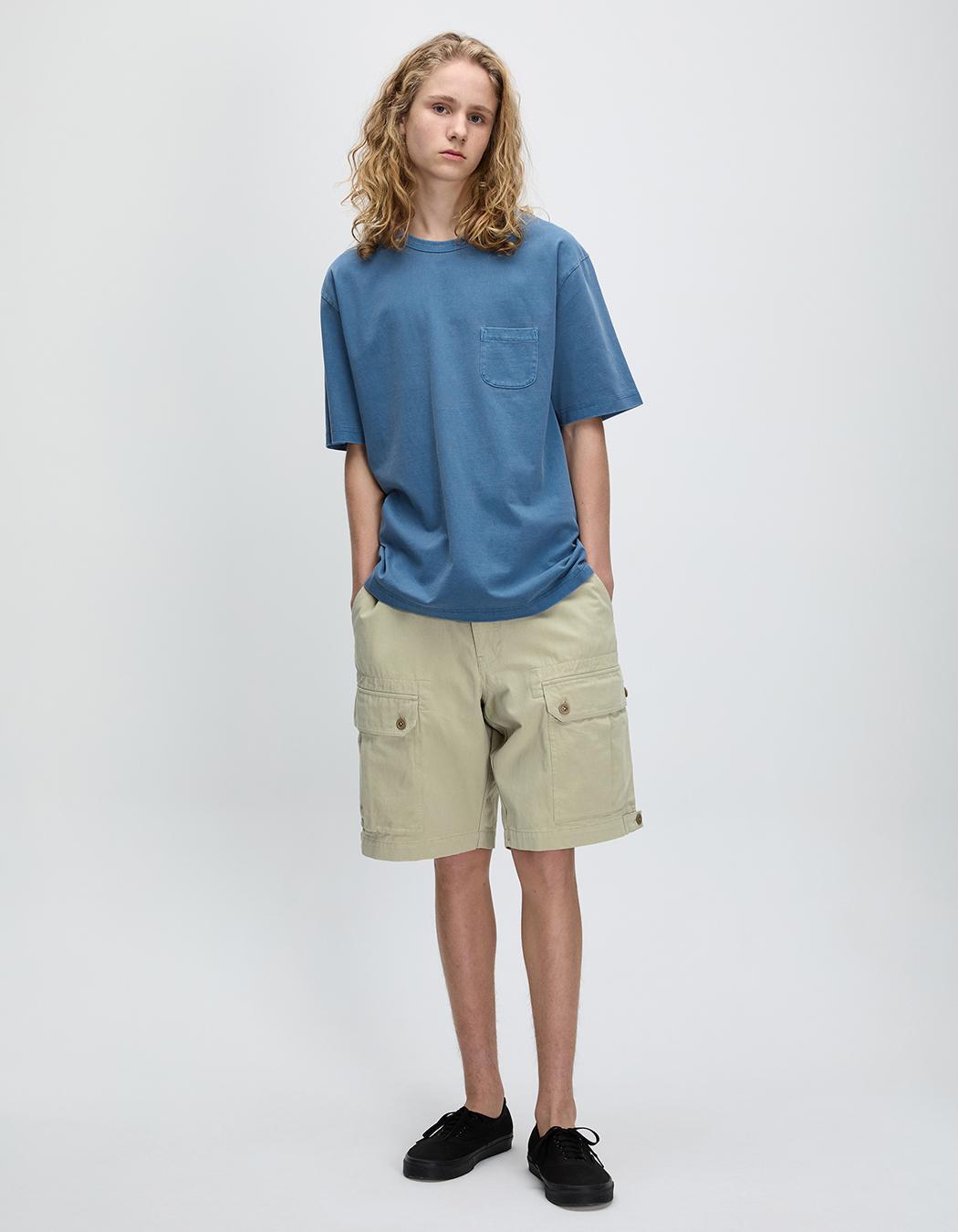 [Khakis] Overdyed Pocket Tee /追跡付 Khakis Overdyed Pocket Tee - Blue | 하이츠스토어