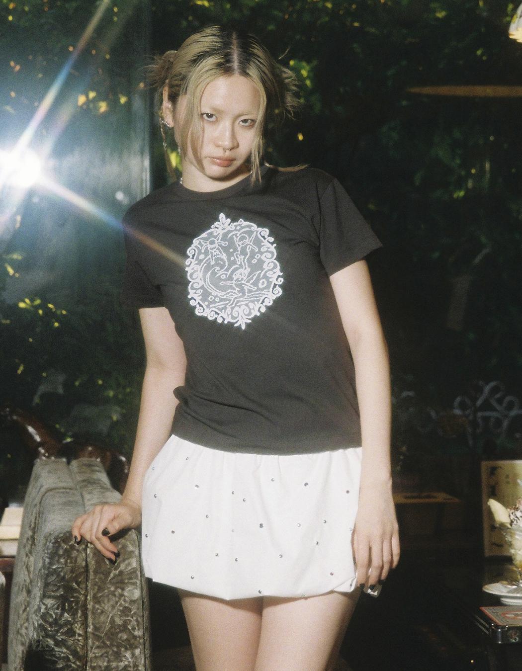 ミニスカート [media82] Mini bubble skirt MEDIA(82) Mini Bubble Skirt - White Rivet | 하이츠스토어