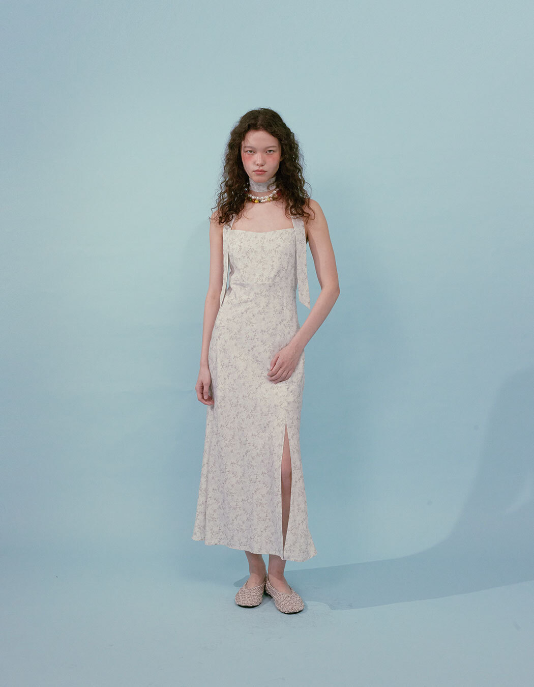 LOULOUSEOUL Bitter Long Dress/Scarf Set - White | 하이츠스토어
