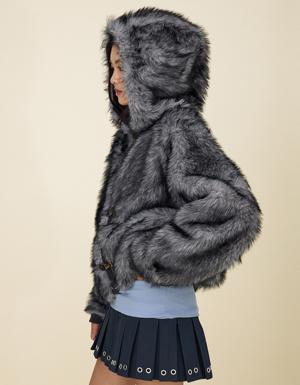 GLOWNY Moor Reversible Fur Jacket - Charcoal | International Store