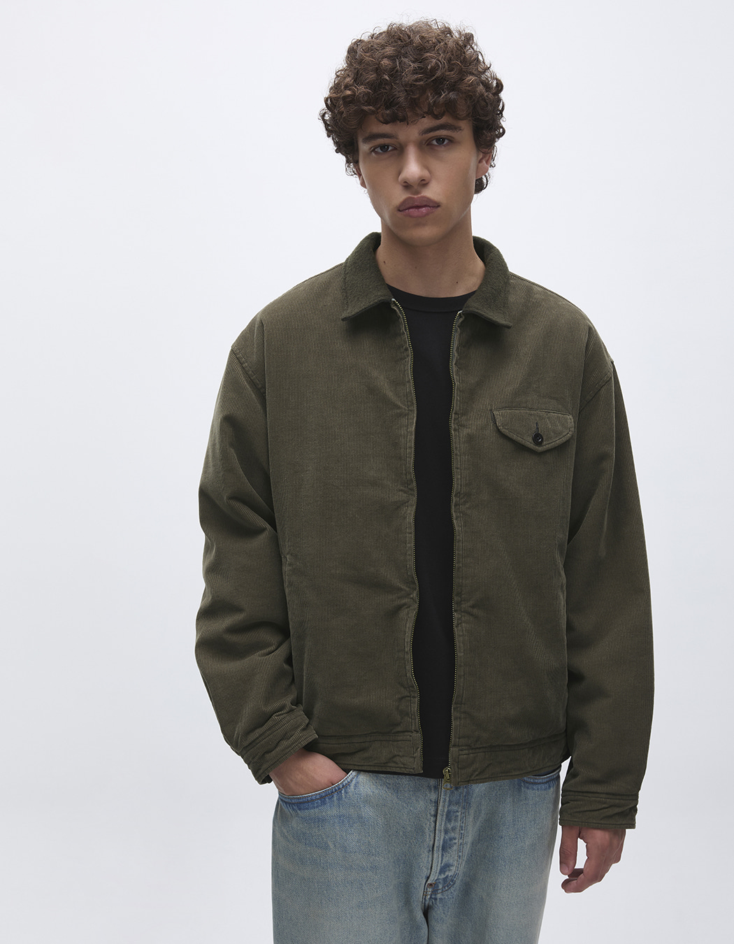 Khakis Corduroy Swing Jacket - Dark Olive | 하이츠스토어