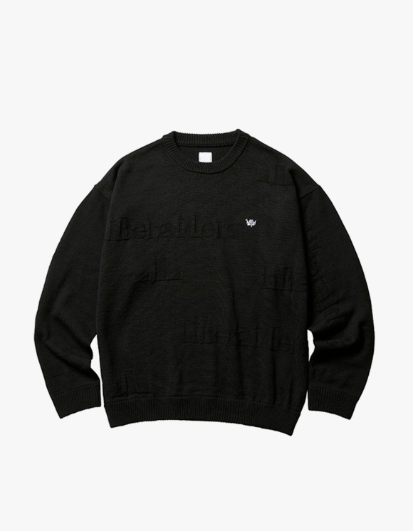 Liberaiders Jacquard Logo Crewneck Sweater - Black | HEIGHTS | 하이츠 온라인 스토어
