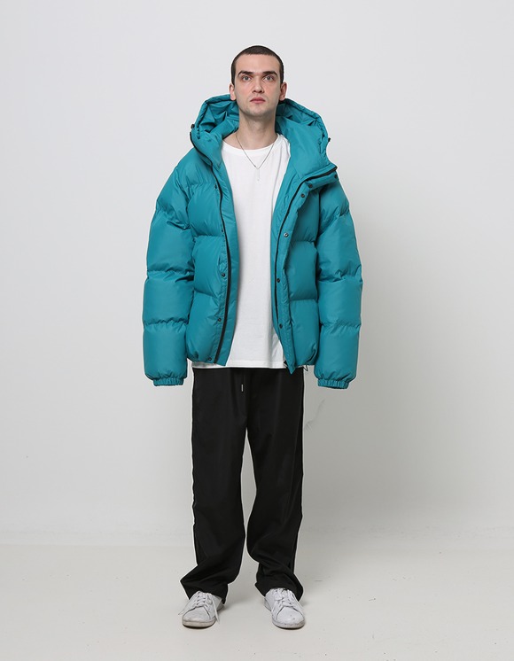 Plastic Product Oversized Hooded Puffer - Turquoise | HEIGHTS. | International Store
