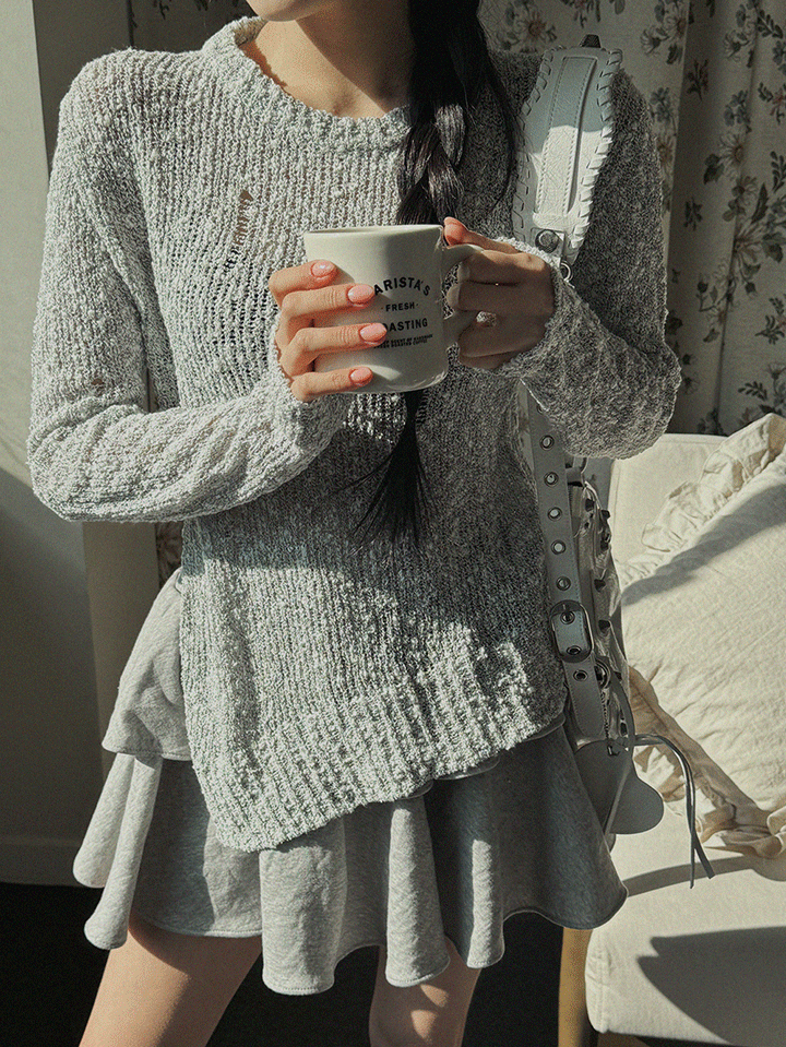 [리오더중 3월초] 퍼피시스루니트-knit