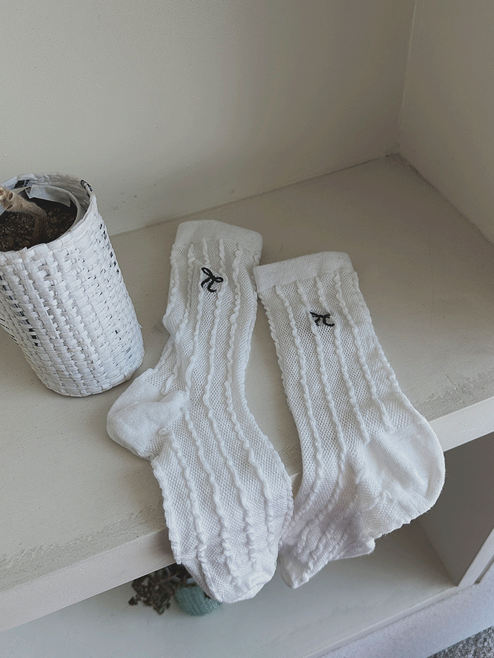 골지리본양말-socks