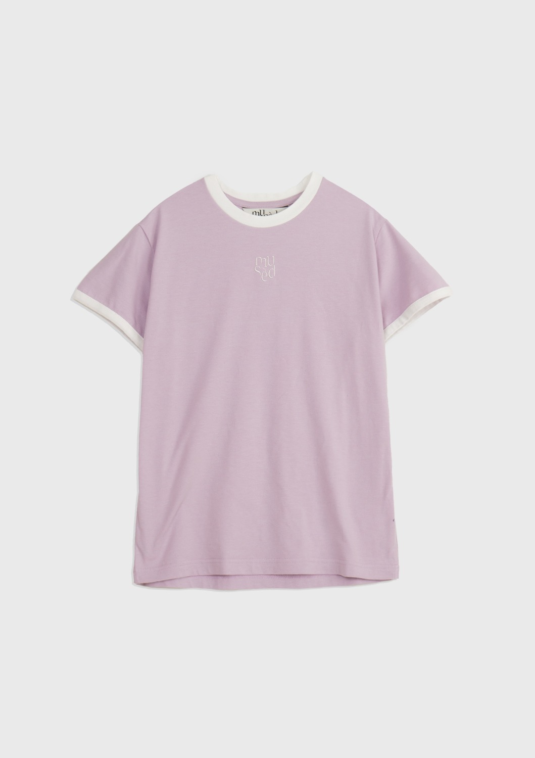 Contrast Rib Patched T-shirt - Lavender