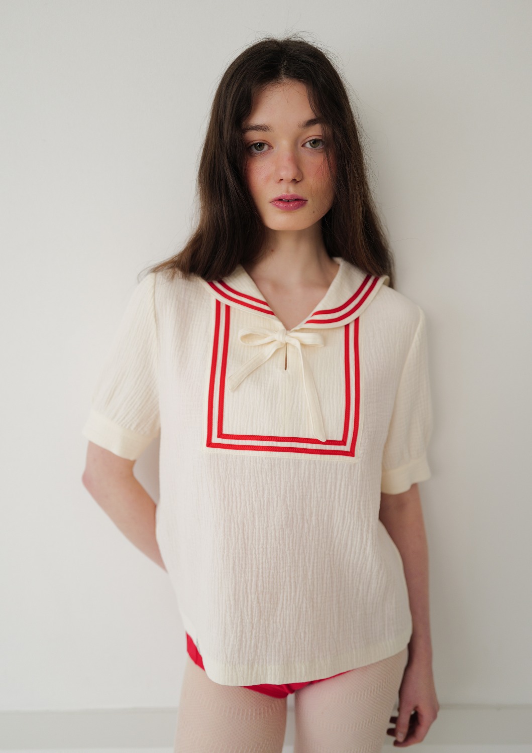 Mused Marine Blouse - Natural/Red