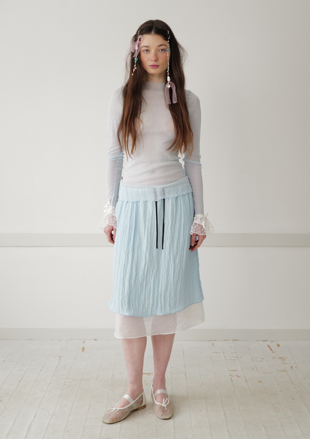 Mused Sheer Layered Skirt - Pale Blue