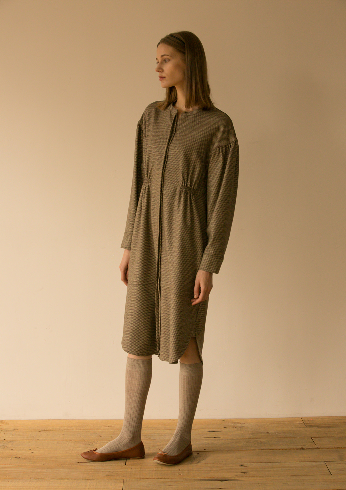 Detailed Shirt Dress – Wool Silk