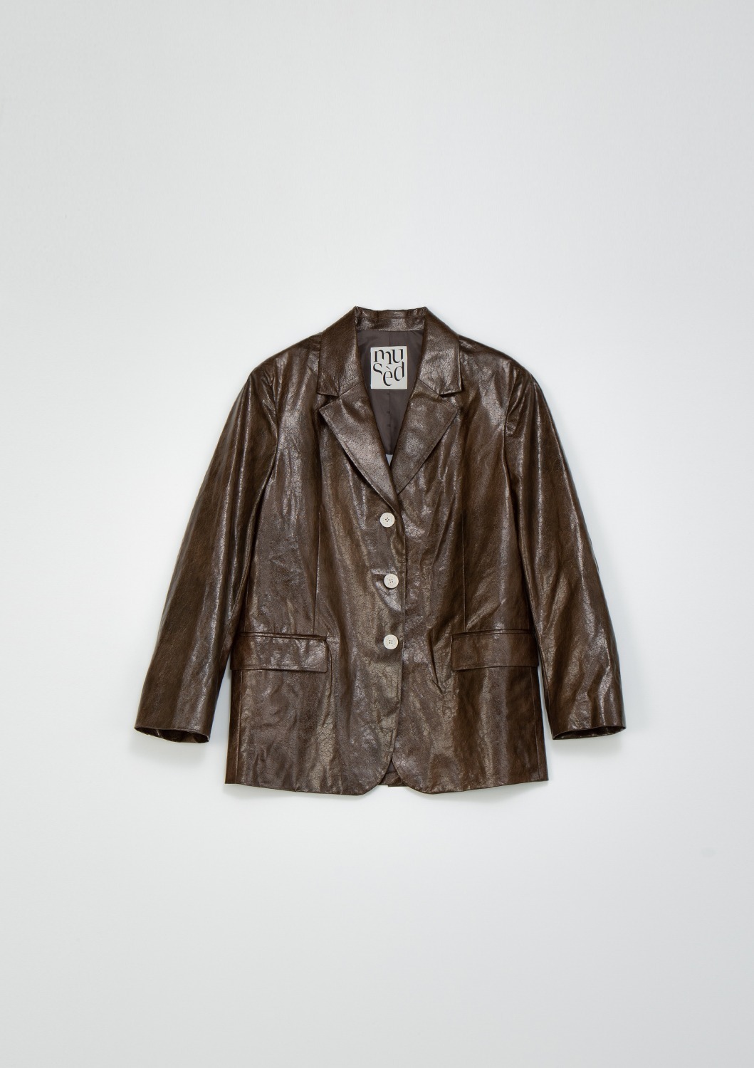 [End Sale][1차 리오더]노제 착용 Agreste Oversized 3BTN Blazer - Truffle Brown Vegan Leather