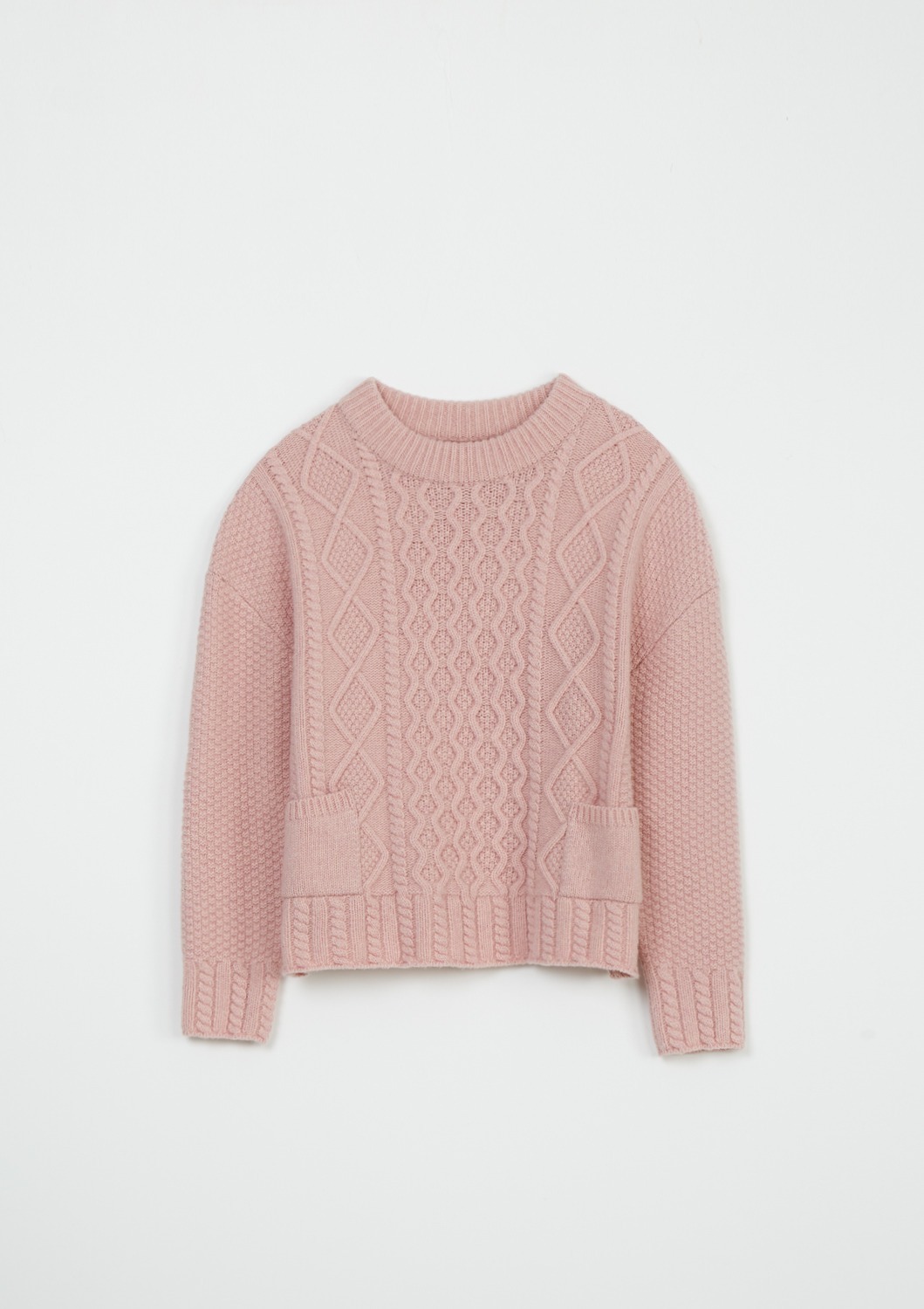 Melina Fisherman Wool Knit Pullover - Putty Pink