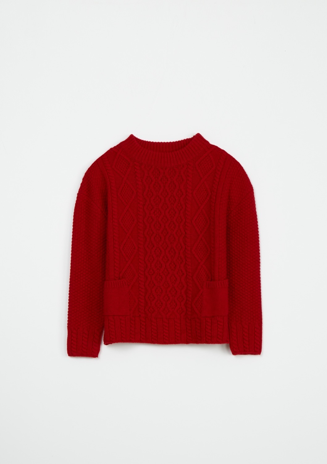 Melina Fisherman Wool Knit Pullover - Red