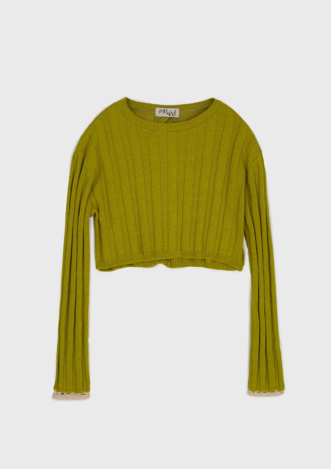 [1차 재입고]Vague Knit Crop Top - Lime