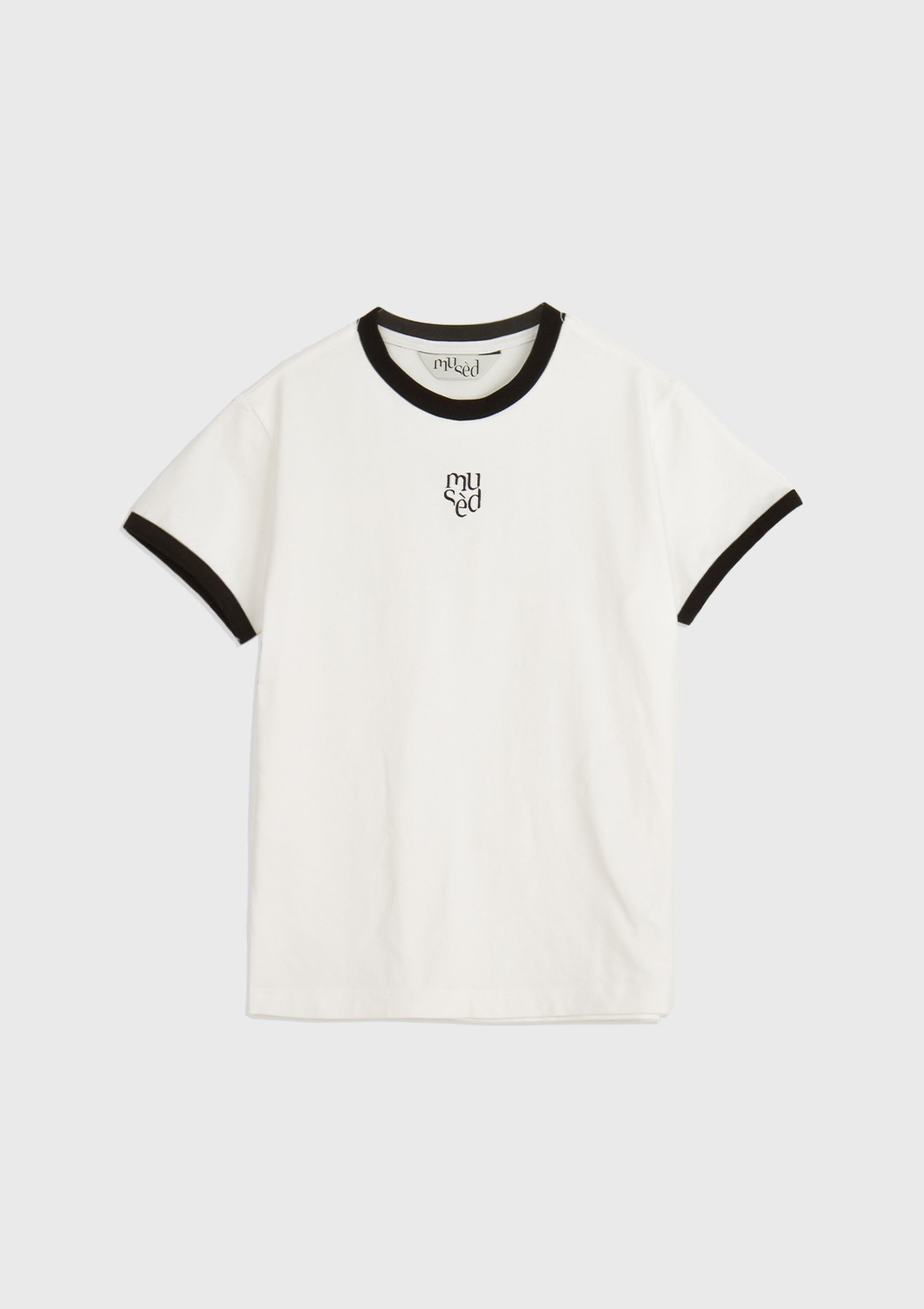 [1차 재입고] Contrast Rib Patched T-shirt - White