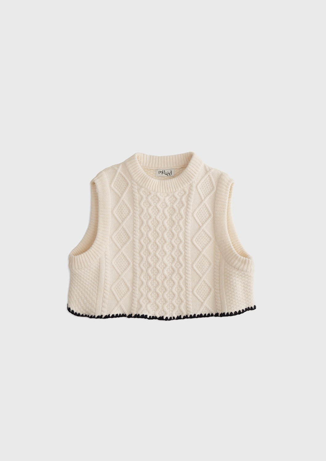 Fisherman Wool Crop Vest - Cream